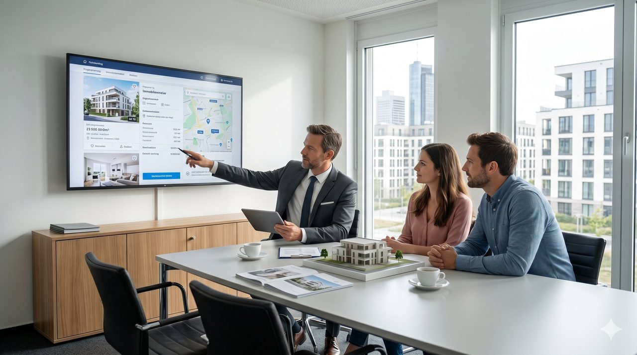 Immobilienmakler im Beratungsgespräch – Interessentenmanagement automatisch per KI