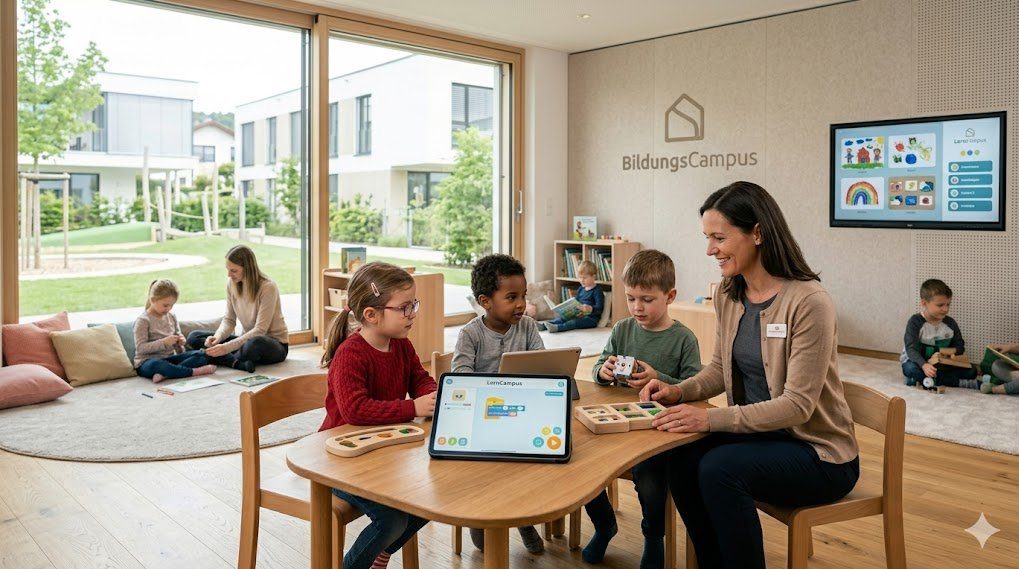 Moderne Bildungseinrichtung mit Kindern – Sekretariat entlasten mit KI-Telefonassistent