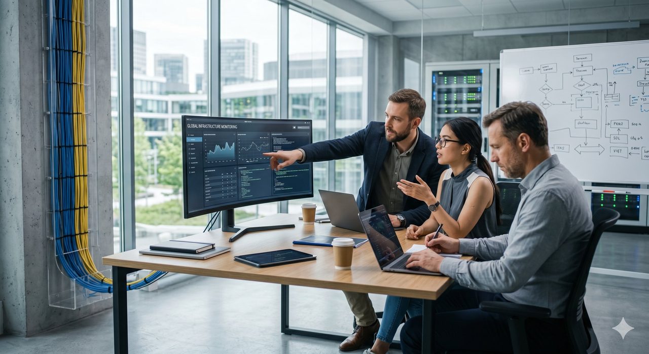 IT-Dienstleister Team bei der Arbeit – professioneller Support automatisiert per KI